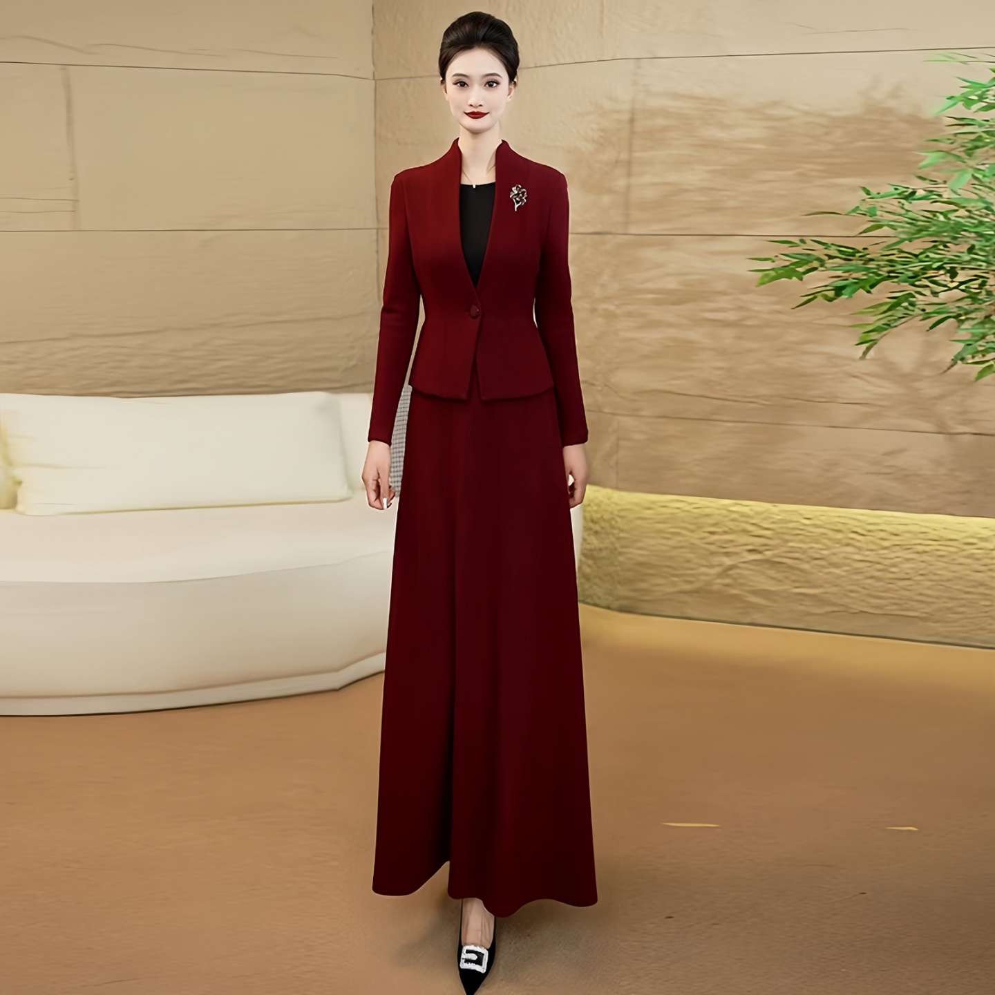 拉佰缇假两件显瘦气质长裙连衣裙