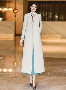 正式场合百搭中长风衣女2025春秋新款高级感气质显瘦高档外套502