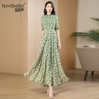 碎花时尚连衣裙长款到脚踝
