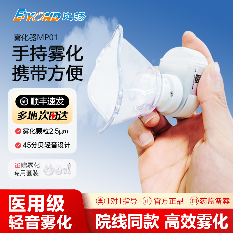 比扬便携雾化器家用儿童医用雾化机成人老人咳嗽哮喘微网头戴式
