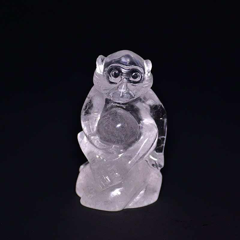 天然水晶猴子十二生肖吉祥物摆件