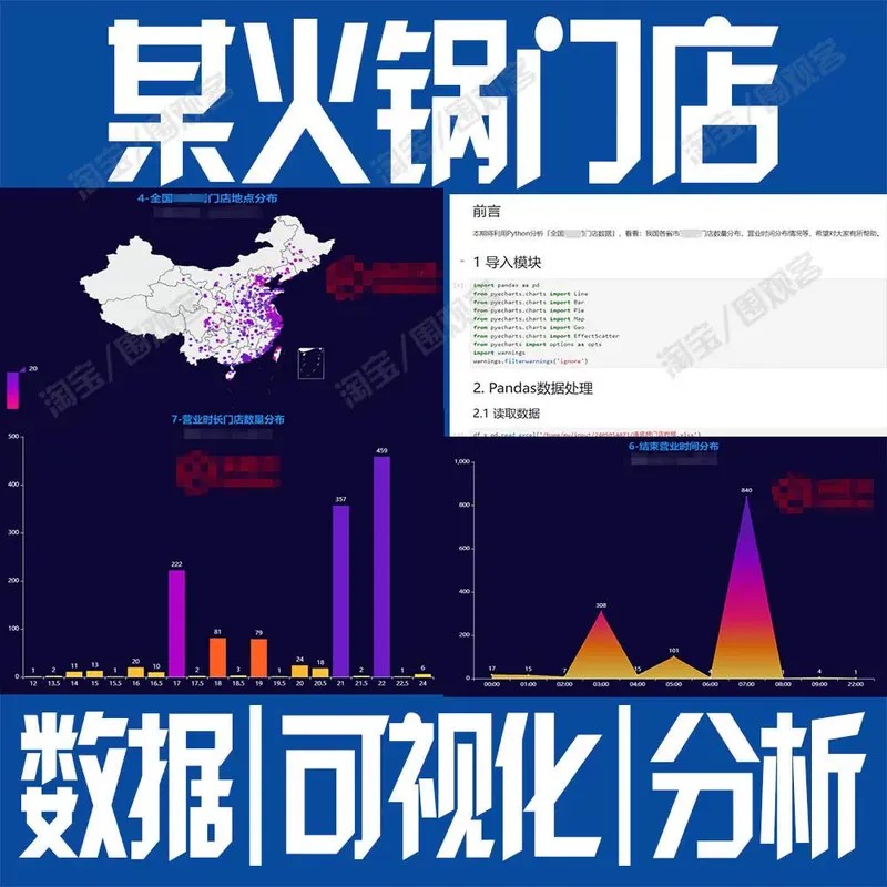 Python全国某火锅门店数据分析可视化ipynb统计预处理jupyter饼图