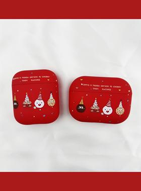 适用苹果耳机保护套airpods3代2磨砂创意三代airpodpro二代红色秋冬ipod新年一代高级感1小众软airpodspro2壳