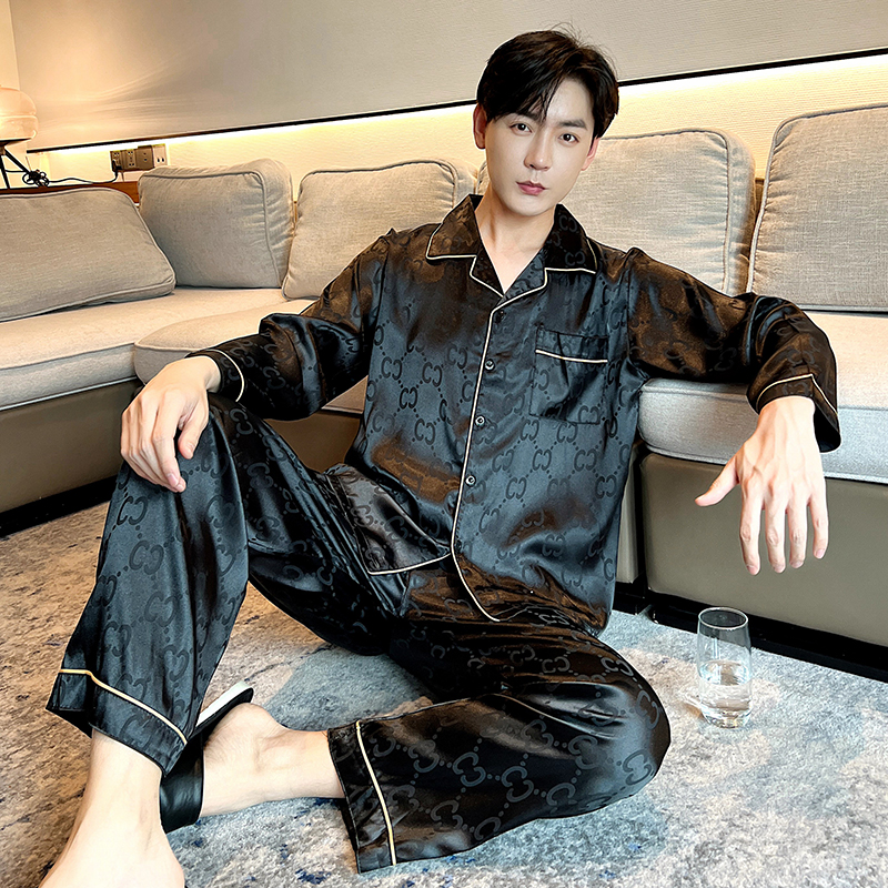 特大码薄款宽松冰丝睡衣男