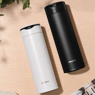 【清仓】木吉乇mojito日本316L不锈钢办公真空智能数显保温杯黑色