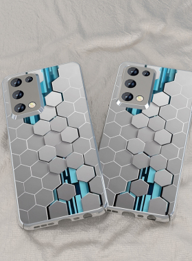 适用真oppo真我x7手机壳RealmeX7Pro新款GT大师版高级Q3电镀硬壳q2pro男创意q3i蜂窝模块保护套V13全包防摔壳