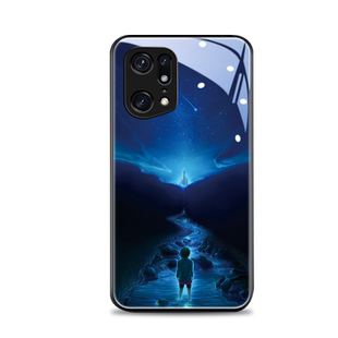 蓝色星空适用oppofindx5手机壳findx3新款findx2pro镜面玻璃潮男摄影师版防摔高级创意套ins简约全包硅胶外壳
