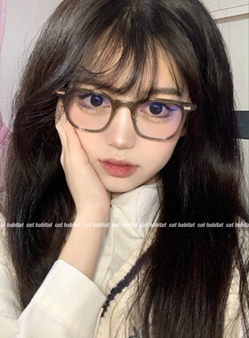 新款复古咖色眼镜框女小红书网红同款橄榄绿方形素颜眼镜架近视男