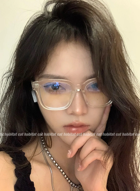 新款复古网红同款透明眼镜框气质显脸小红书安利方形近视眼镜韩版