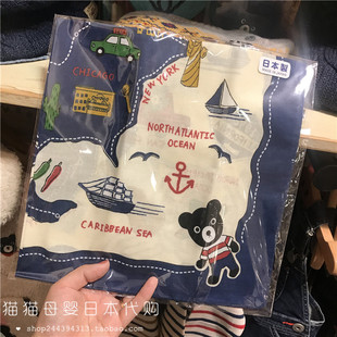 【现货】日本本土 mikihouse宝宝围巾 方巾 纱布手绢 日本制