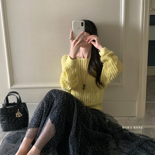 DARA ROSE-裙高端碎花网纱垂感纱裙显瘦大摆A字长裙半身裙S007536