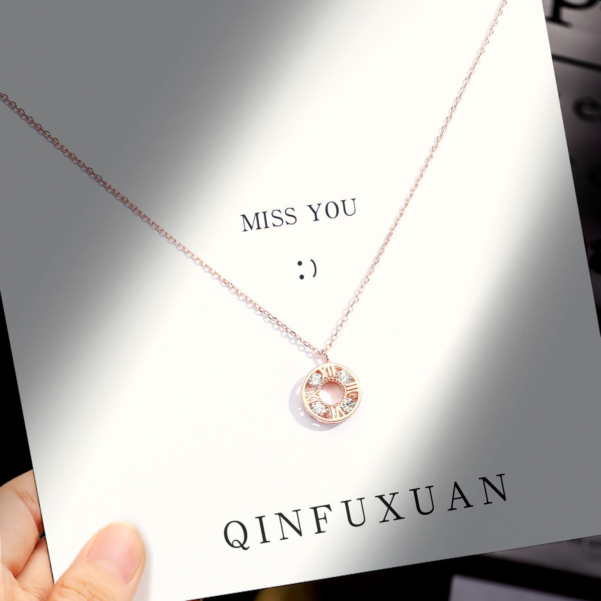 彩金施华世洛奇项链女小众设计感锁骨链2020年新款纯银玫瑰金吊坠