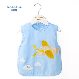 宝宝罩衣纯棉无袖吃饭围兜儿童薄款春夏防水反穿衣婴幼儿四季护衣