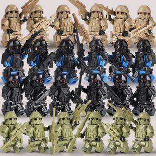 适用乐高重装甲小人士兵积木军事人仔特种兵毒气兵人武器拼装玩具