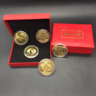 中华国宝熊猫礼品工艺品合金熊猫金币纪念币金属