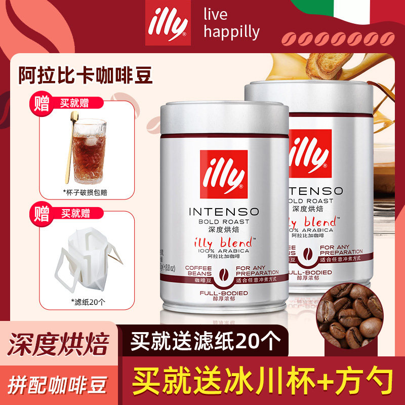 illy意利咖啡意大利进口深度烘焙咖啡粉现磨手冲研磨咖啡豆粉250g
