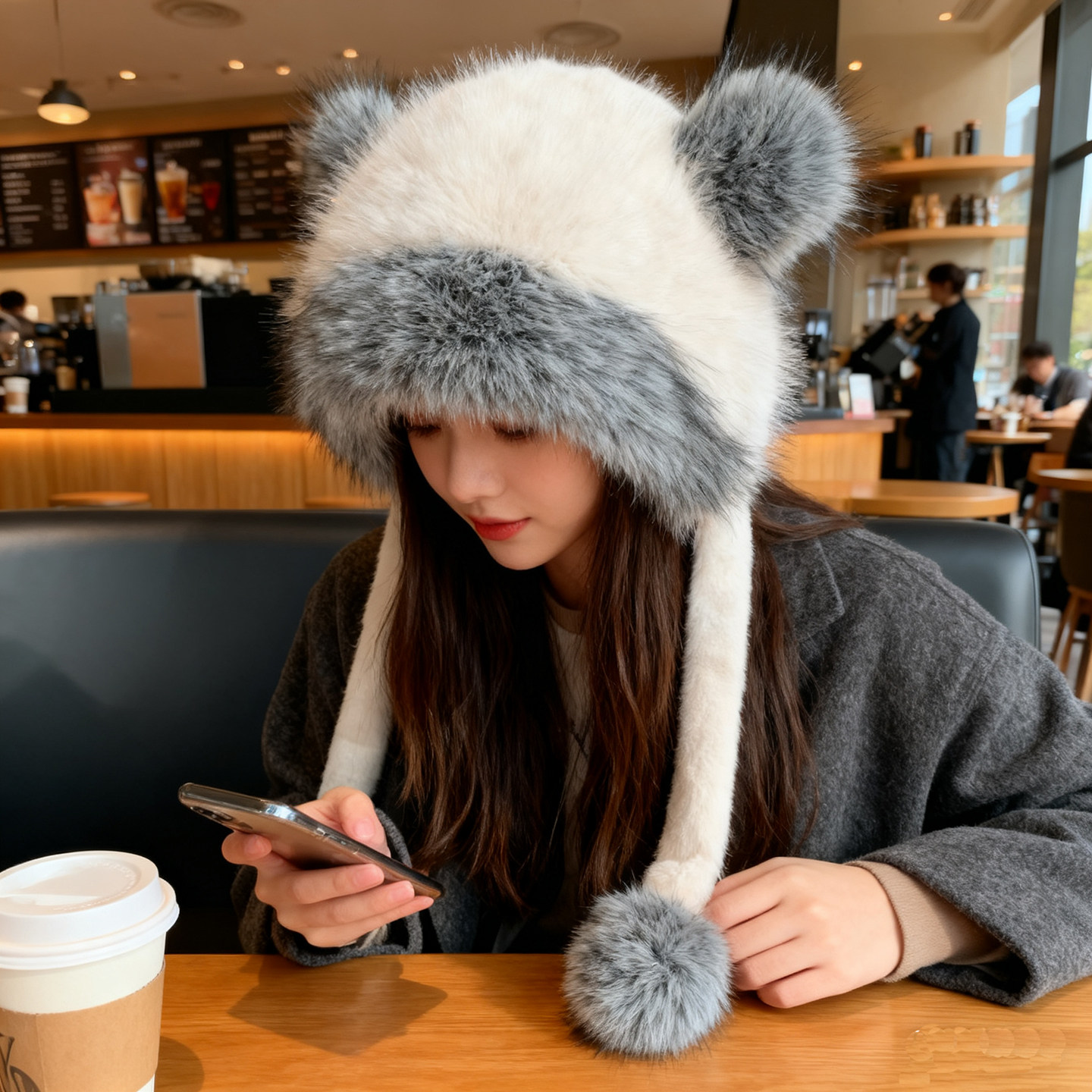 氛围感可爱小熊耳朵毛绒帽子女冬季骑车防寒加厚保暖护耳帽显脸小,服饰配件/皮带/帽子/围巾,帽子,淘宝优惠券,粉丝福利购,淘宝优惠卷