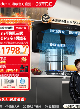 统帅Leader海尔智家大吸力抽油烟机燃气灶套装家用92DPro官方旗舰