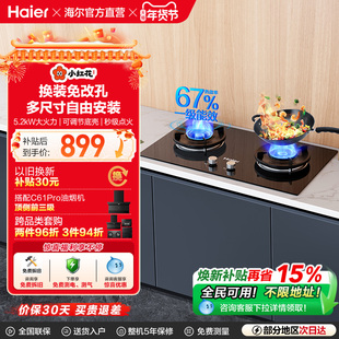 海尔小红花猛火燃气灶煤气灶大火力家用双灶天然气嵌入式Q2BEA