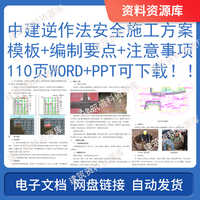 中建逆作法安全施工方案模板编制要点注意事项110页Word+PPT资料