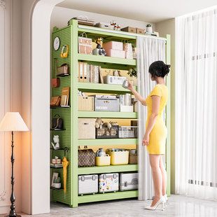 带防尘帘置物架家用多层落地客厅收纳置物架仓库货架阳台高脚架子