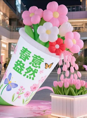 春天仿真樱花朵郁金香牡丹油菜花充气气模景区商场公园模型拍照