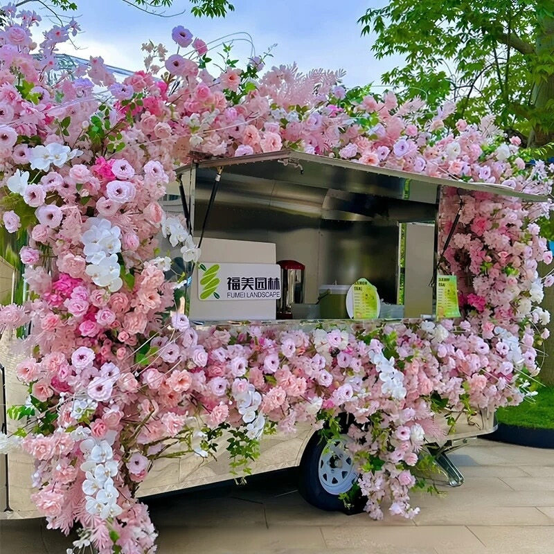 室外婚庆仿真花束拱门装饰花艺背景舞台布置粉色花艺美陈装饰定制