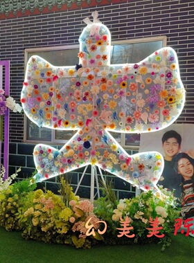 巨型春季商场景区发光风筝美陈装饰网红拍照打卡点布置飞机花艺DP