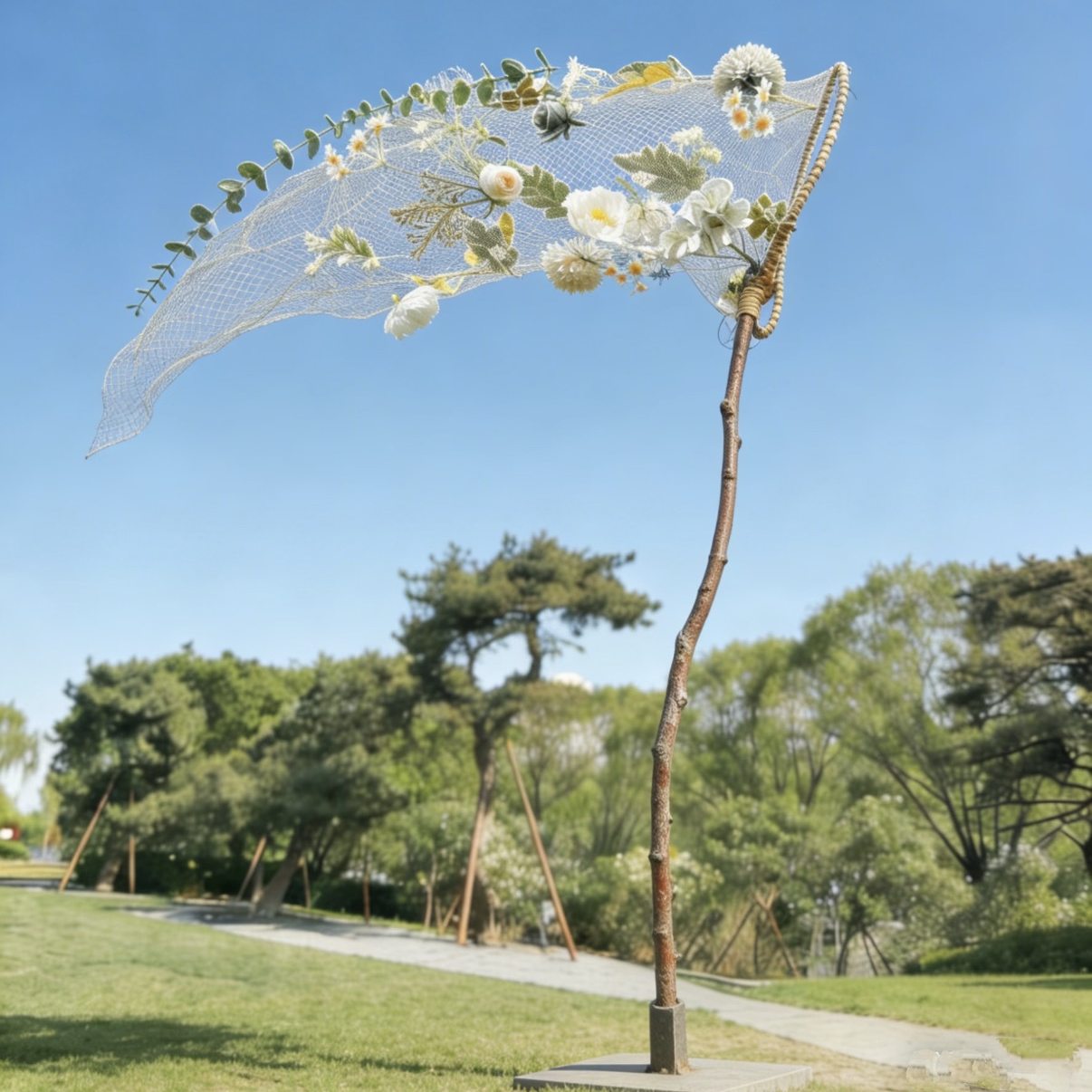 夏季捕梦网花海不锈钢美陈装饰图片