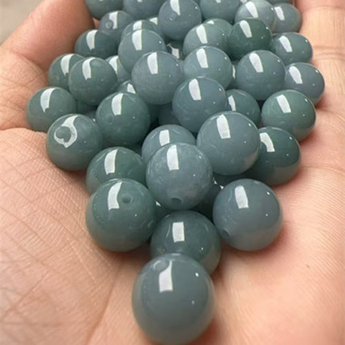 缅甸翡翠玉天然A货蓝水珠子