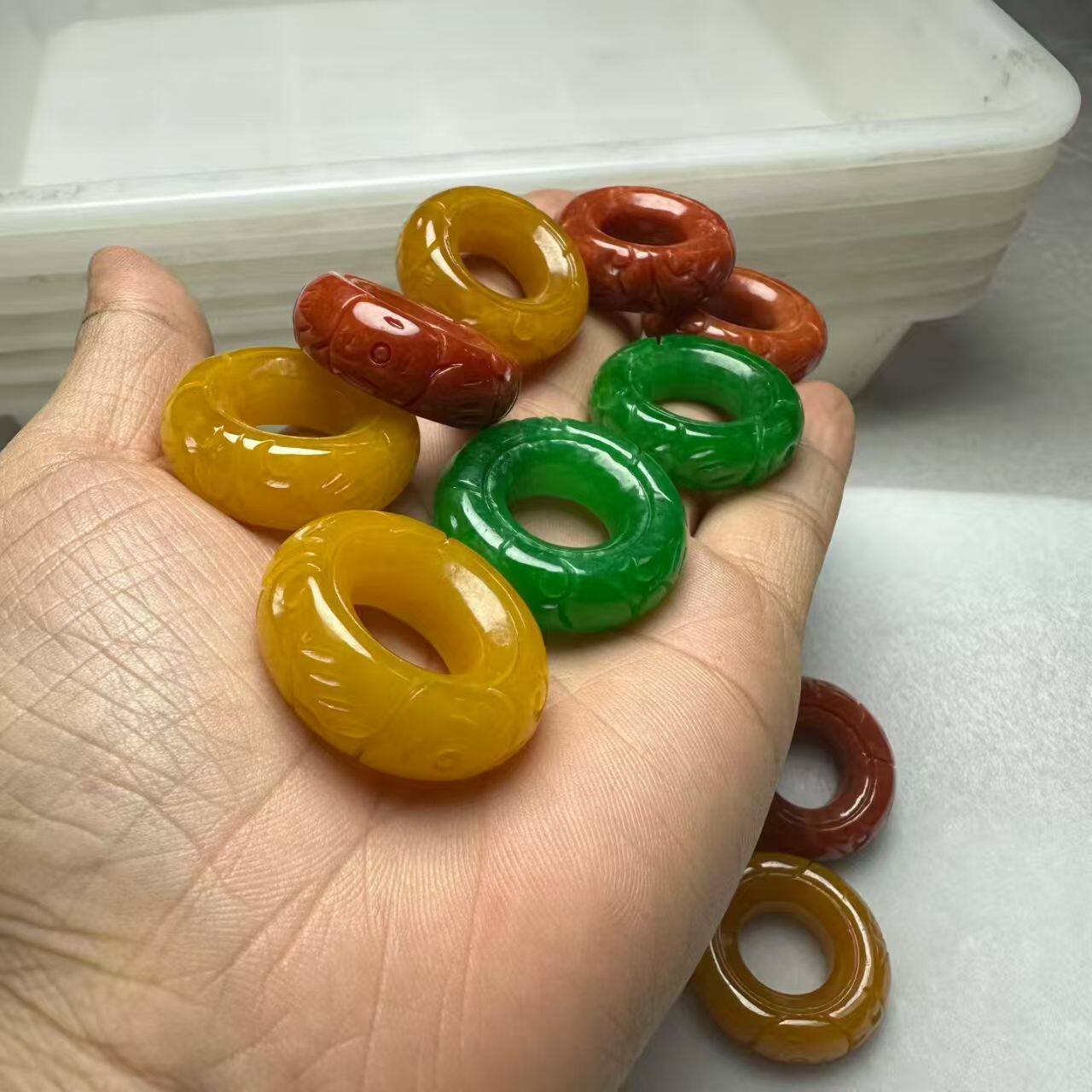天然黄龙玉多彩平安扣跑环