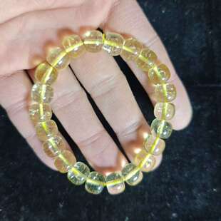 三彩黄水晶手串10mm圆珠老型算盘发白红手链爆闪荧光黄水晶饰品