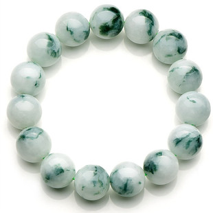 纯天然缅甸翡翠玉石冰飘花珠子手链串情侣国庆节女士生日定情礼物