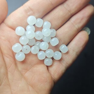 天然金丝玉散珠老型古鼓算盘料青白玉配饰玉石女款手链串羊脂昆仑