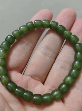 天然青海玉碧玉手串橄榄绿色