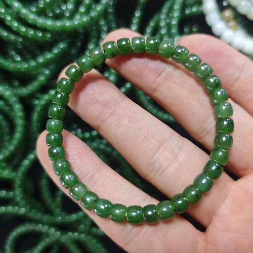 天然和田碧玉手串6MM古珠油润