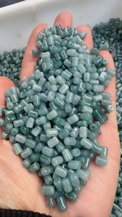 纯天然翡翠玉A货东瓜珠长形方圆柱体5×8mm蓝水散珠缅甸冰种手链