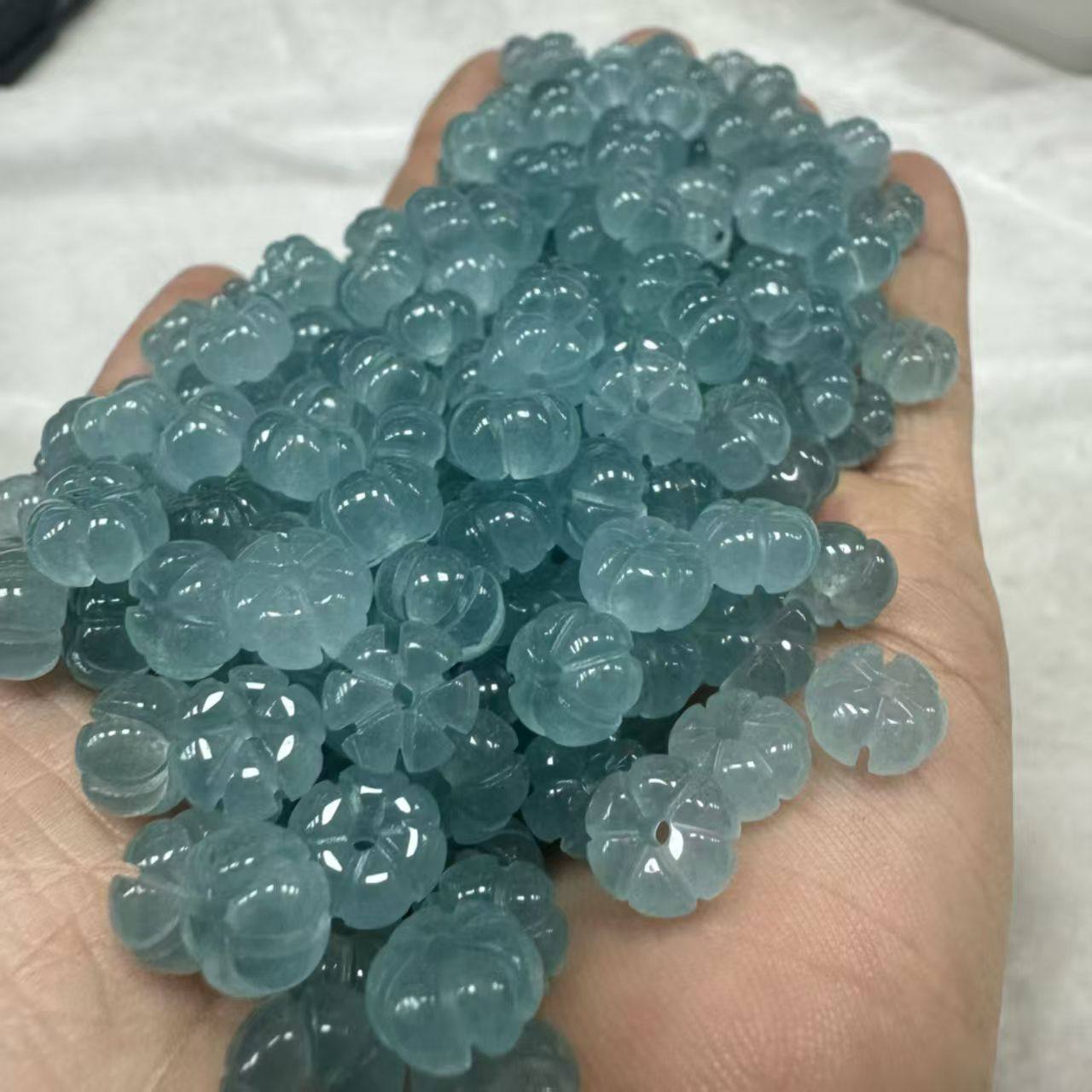 天然蓝水冰种南瓜招财貔貅东陵玉吊坠精雕玉佩男女款DIY饰品配件