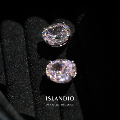 ISLANDIO冰花粉钻爆闪纯银耳钉女
