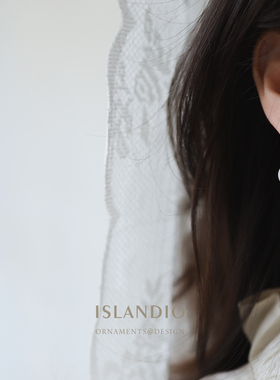 ISLANDIO天然酒红宝石珍珠金耳环法式复古纯银耳钉圣诞新年礼物女