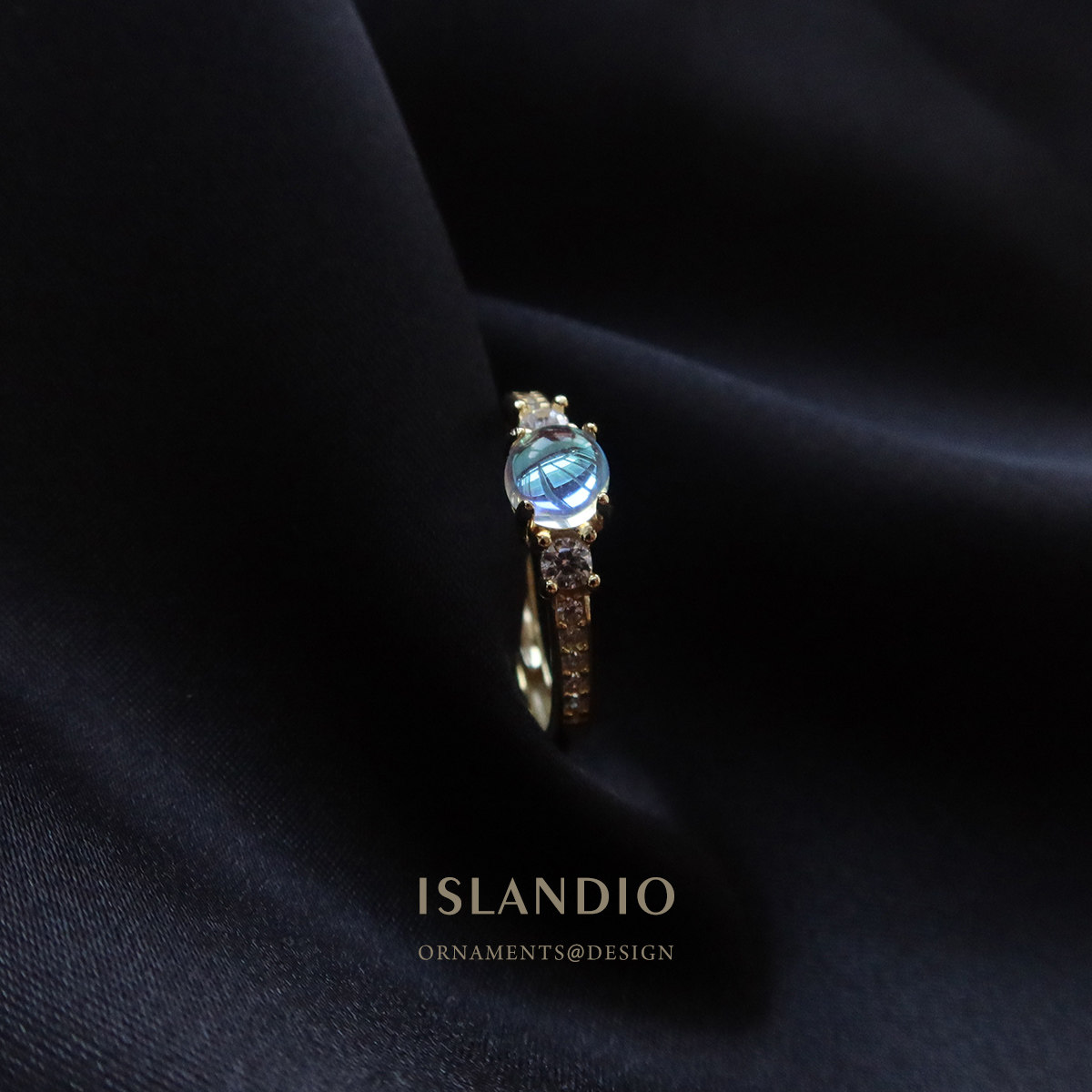 天然月光石开口可调节戒指 14K包金精致小巧指环生日送女友礼物