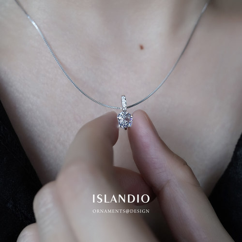 ISLANDIO爆闪钻石纯银中性项链