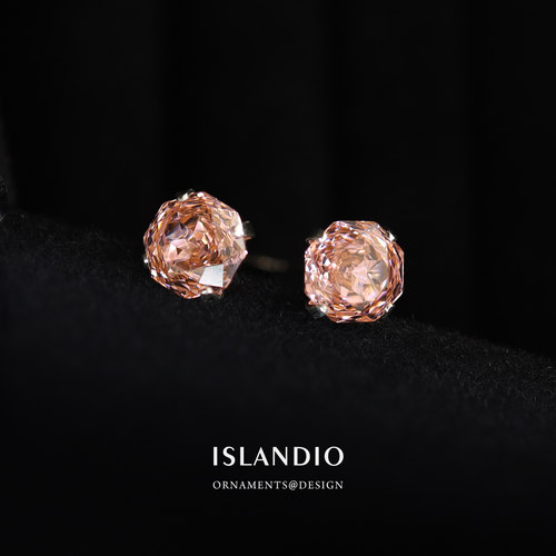 ISLANDIO爆闪千禧玫瑰切纯银耳钉
