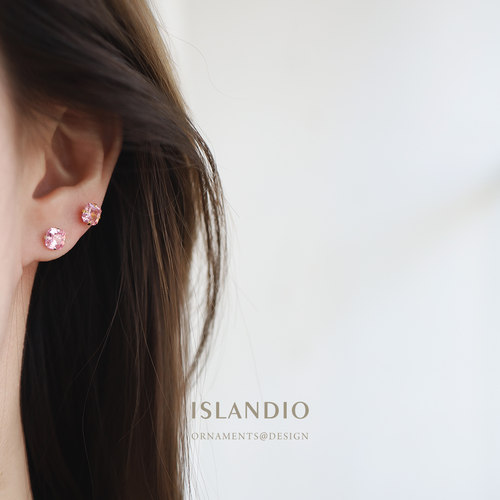 ISLANDIO阿姆斯切粉晶纯银耳钉女