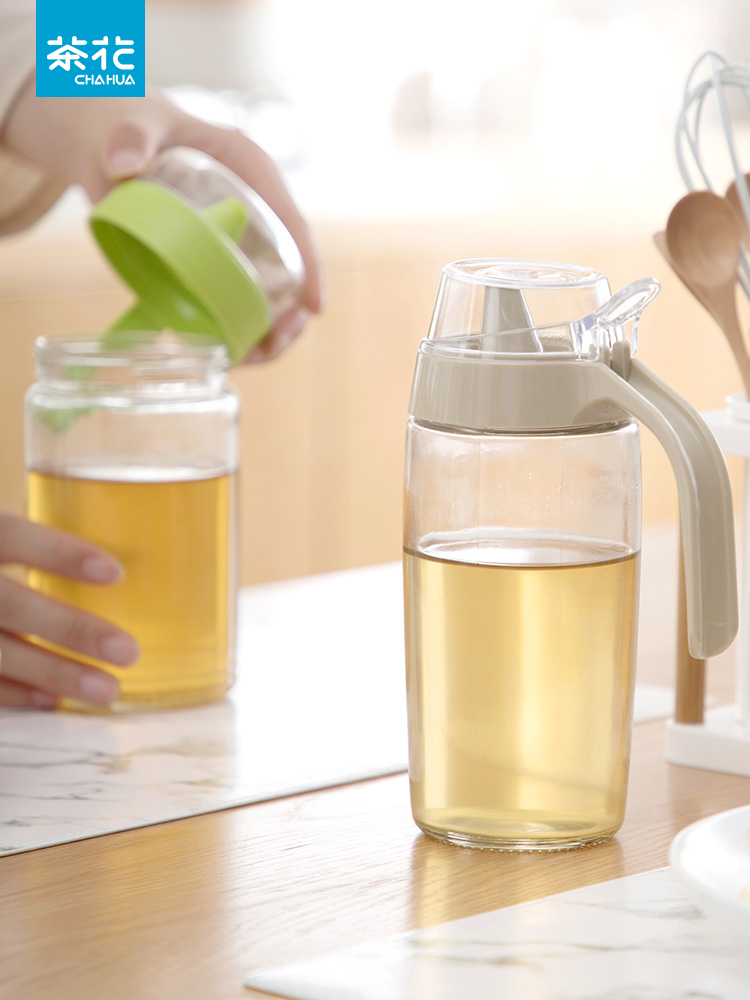 茶花玻璃油壶油瓶酱油醋调料瓶