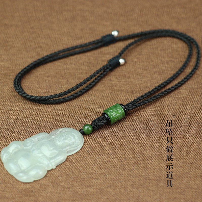 JASPER PENDANT LANYARD JADE GUANYIN PIXIU PENDANT ROPE HANDMADE 12 STRANDS BRAIDED DRAGON SCALE JADE PENDANT HAND BRAIDED NECKLACE ROPE