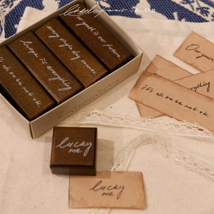 鼓励激励绿色荷木印章 英文手稿vol.3 小森文房具 原创木印章