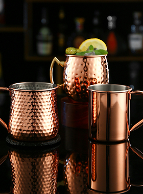 莫斯科骡子杯moscow mule不锈钢锤点铜杯酒吧杯子鸡尾酒金属酒杯
