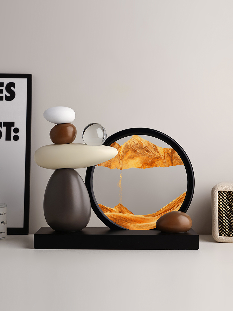 时来运转流沙画摆件客厅电视柜酒柜办公室轻奢高级家居装饰品礼物