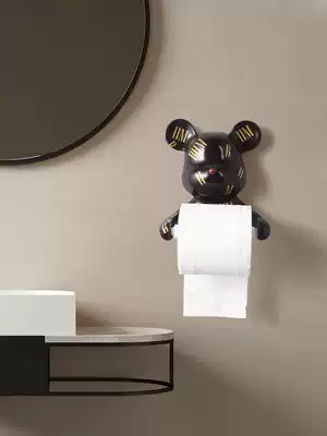 ins Wind dressing room tissue box hanging wall toilet toilet toilet roll sanitary paper tube cute bear rack free of punching